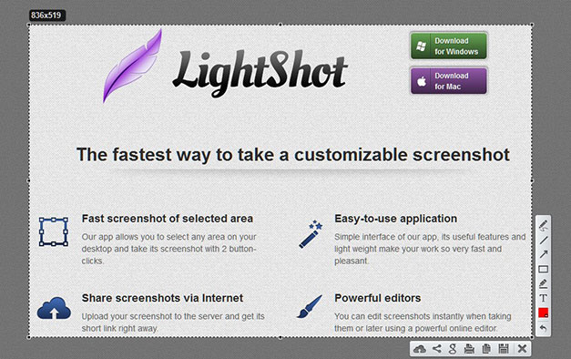 Скриншоты с помощью lightshot
